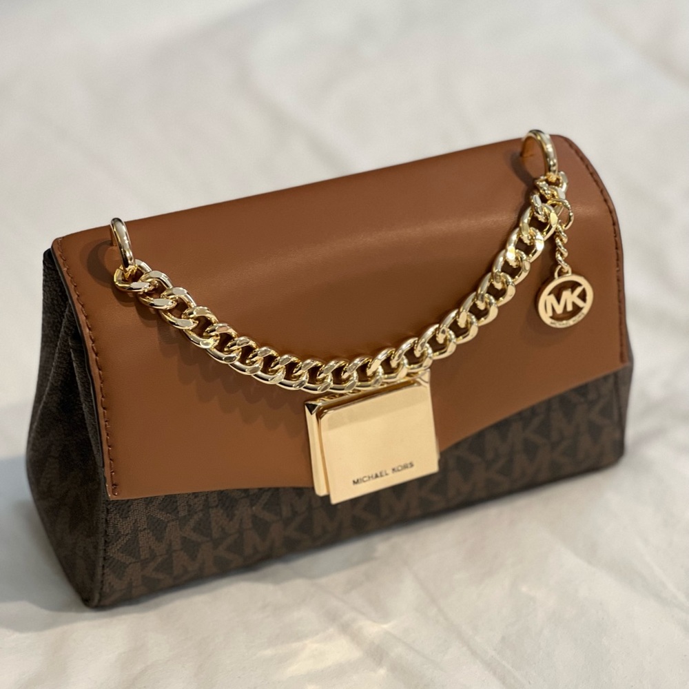 MICHAEL KORS
Lita Small Two-Tone Logo and Leather Crossbody Bag
